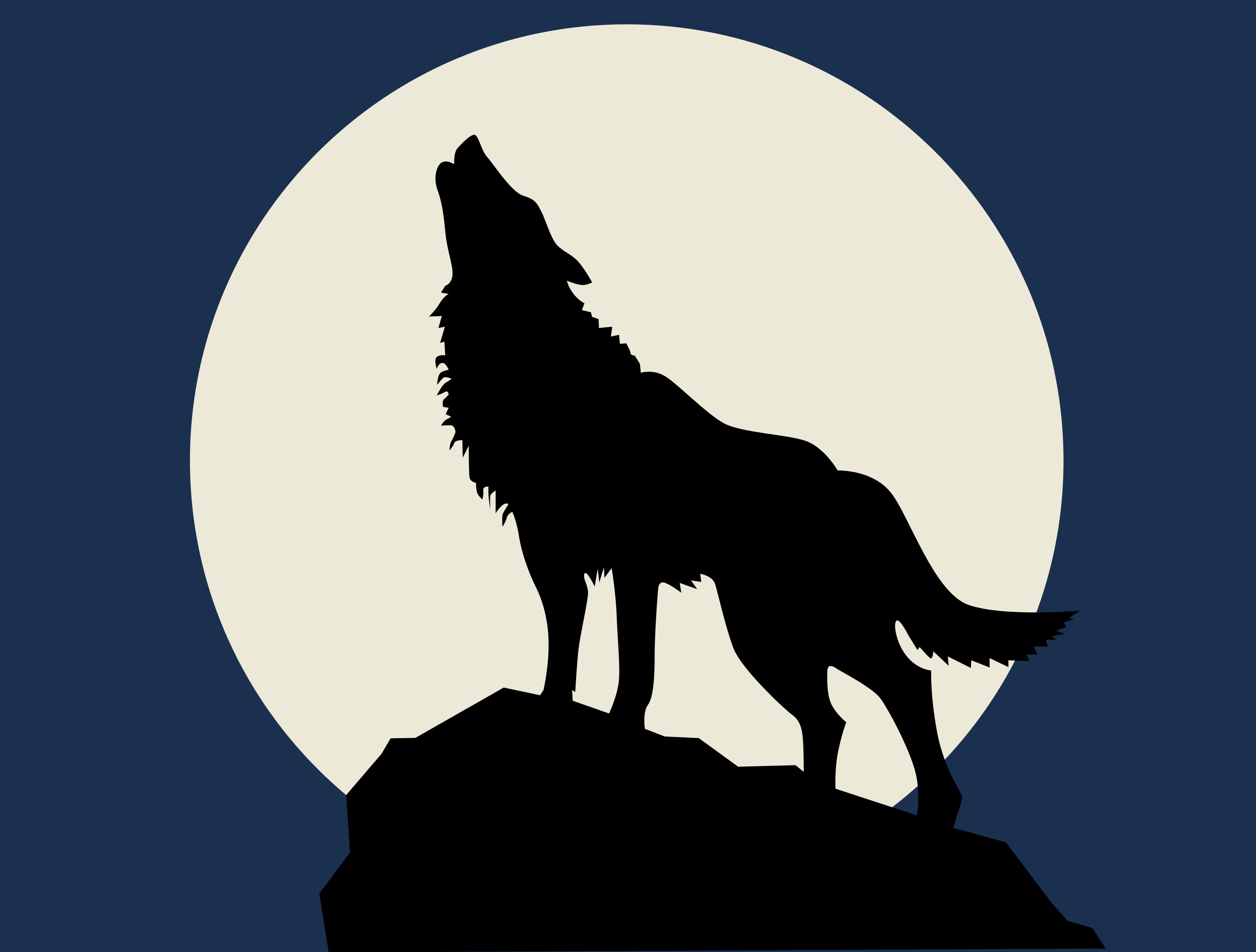 Howling Wolf Silhouette Clip Art Icon - Free Icons