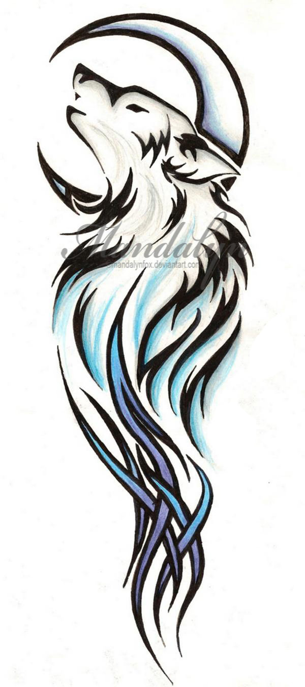 wolf and crescent moon tattoo - Clip Art Library