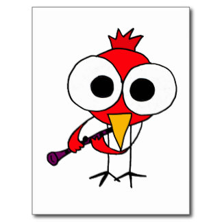 Fun Cartoon Bird Playing Clarinet - Free Illustration for Music & Education