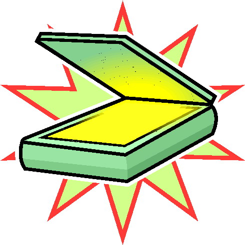 Open green scanner with yellow scanning bed and explosive starburst effect.