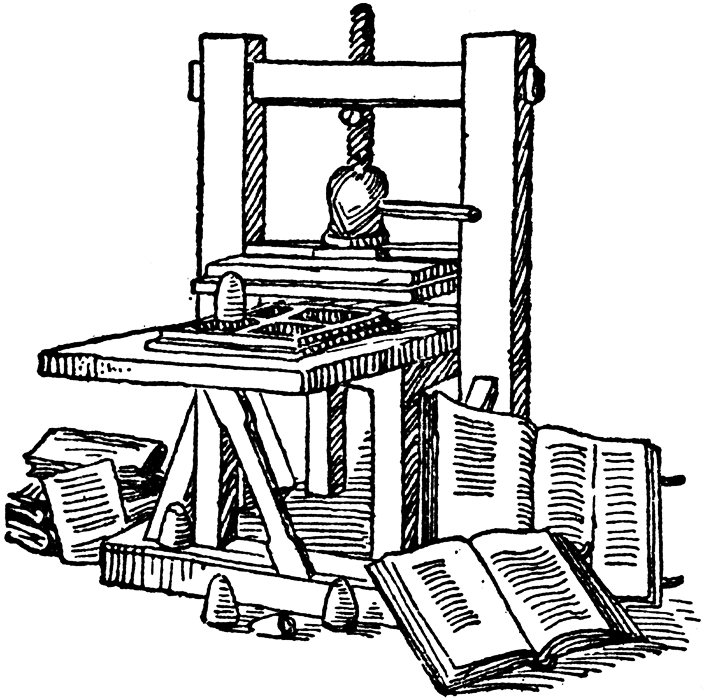 Historical Printing Press Illustration - Early Book Production Technology