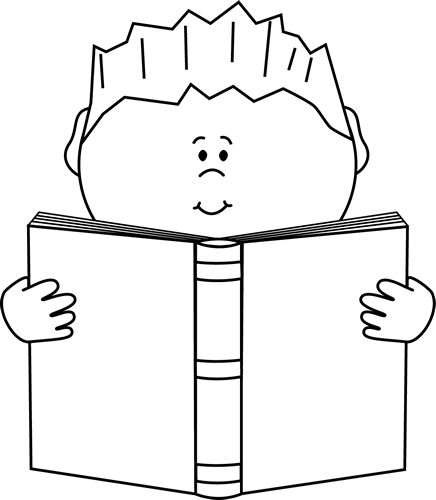 Reading a Book Clip Art Image - black and white  | Art 