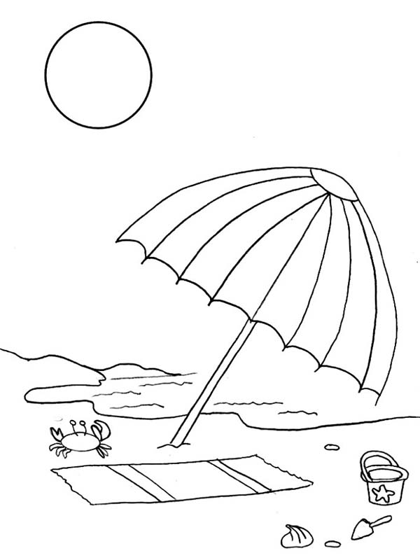 Free Beach Umbrella Coloring Page, Download Free Beach Umbrella