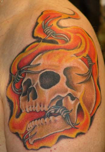 Tattoo uploaded by Bryce  skull by StepanNegur chains fire  Tattoodo