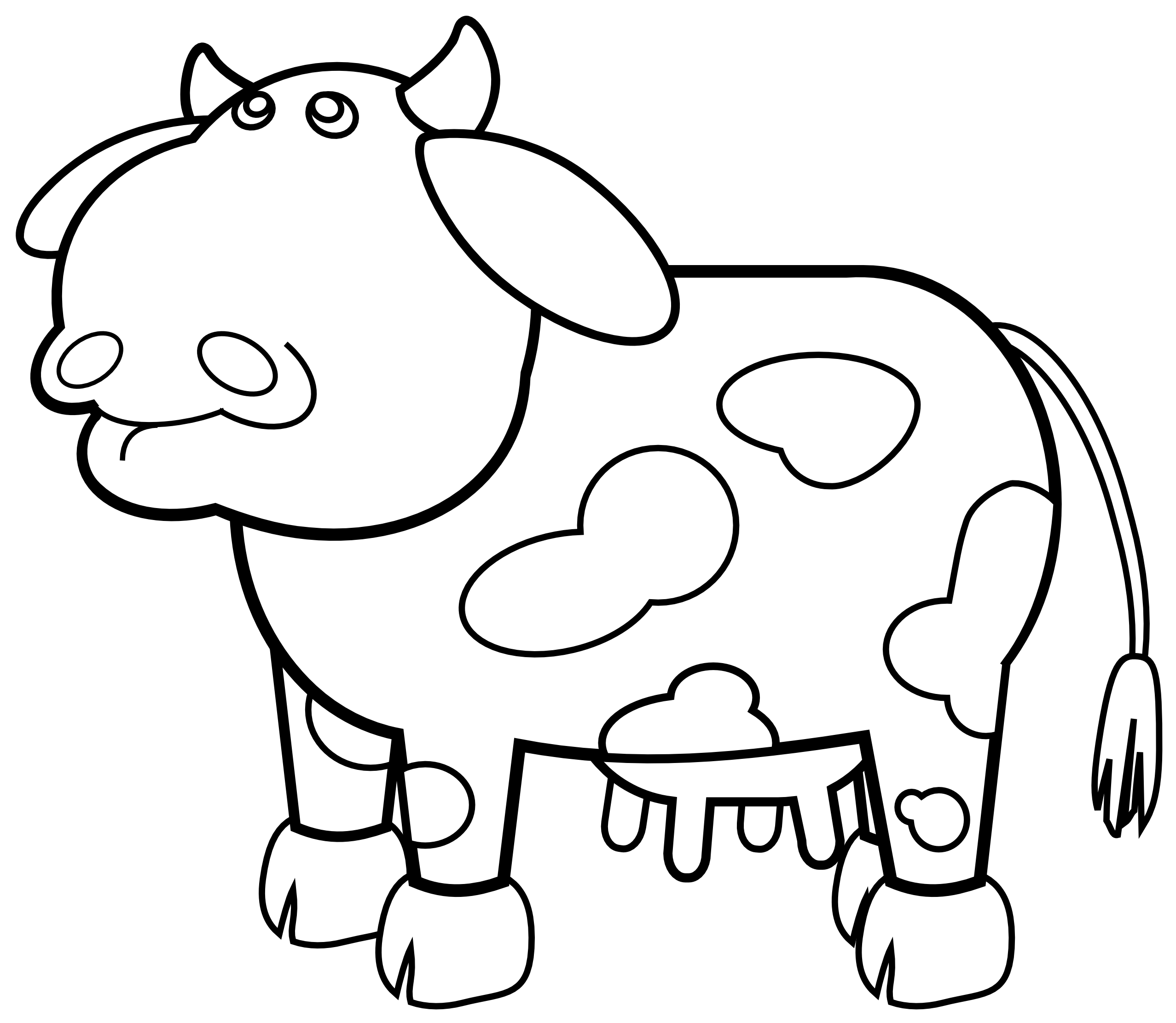 Cow Outline Black White Line Art Scalable Vector Graphics SVG 