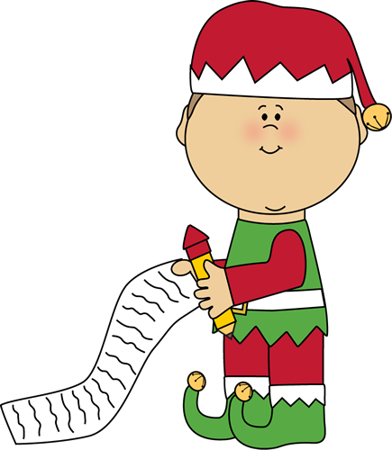 Elf with a Christmas List Clip Art - Elf with a Christmas List Image
