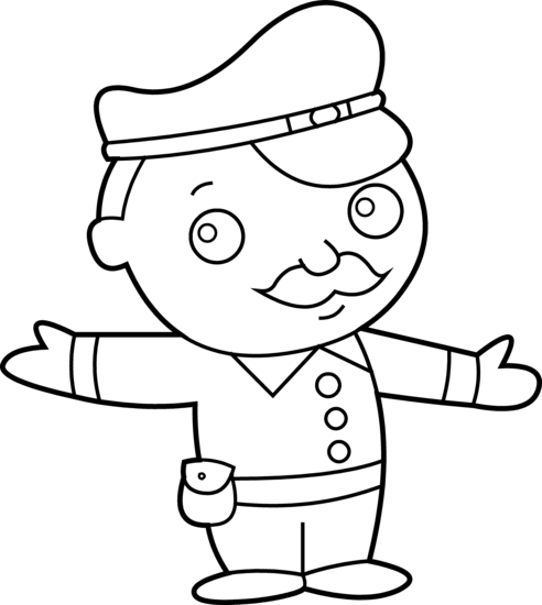 Little Policeman Coloring Page - Free Clip Art