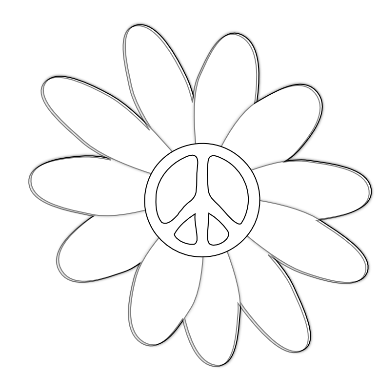 Peace Symbol Peace Sign Flower 7 Black White Line Art Tattoo Tatoo 