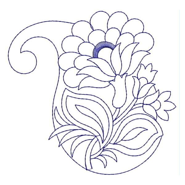 Peacock Embroidery Design with Floral Motifs