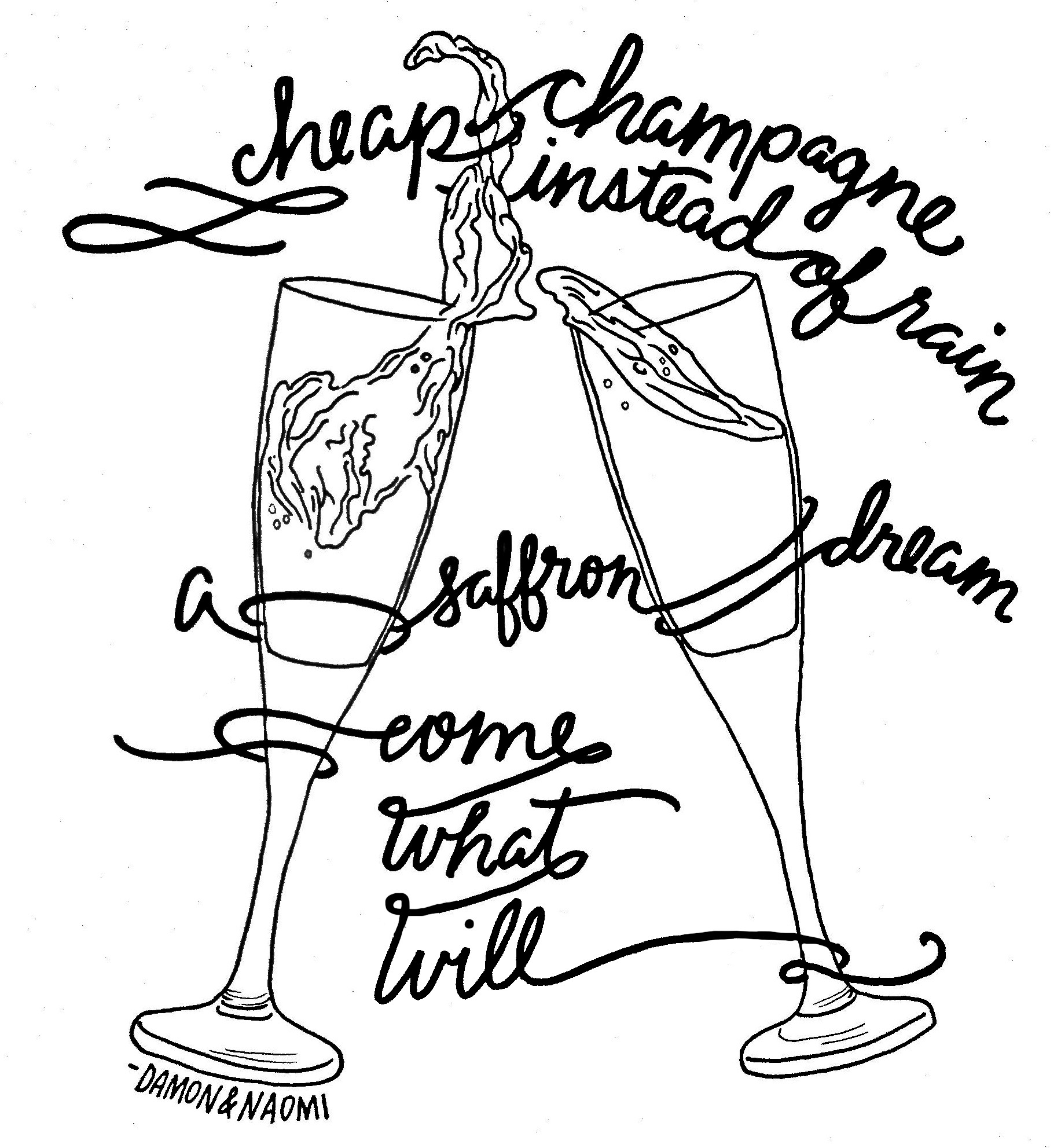 Swap Champagne Instead of Rain - Artistic Quote Illustration