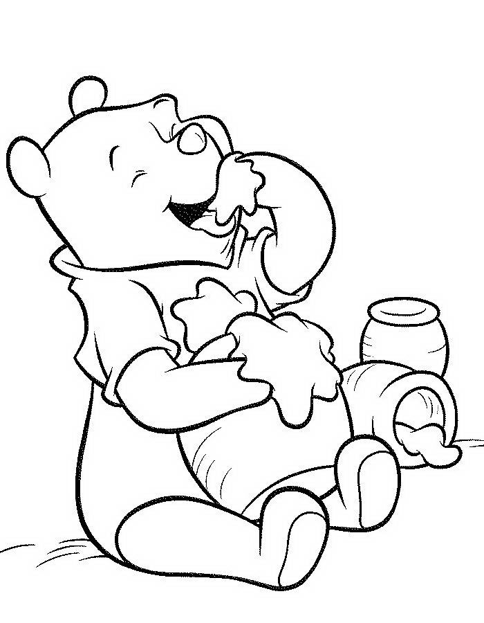Cartoon Winnie The Pooh Eating Honey Coloring Pages | Disney 