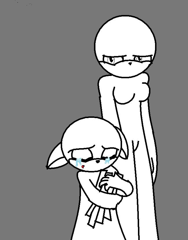 Emotional Support Scene - Minimalist Line Art Illustration