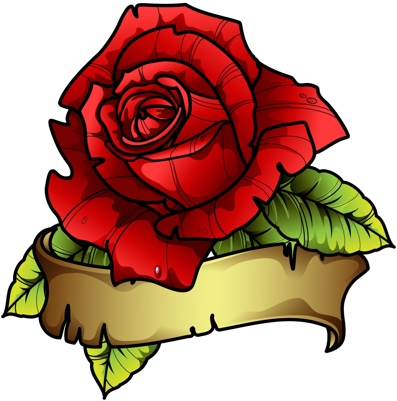 drawings of roses and banners