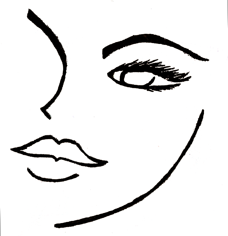 Elegant Line Art Portrait - Modern Facial Illustration for Design & Branding