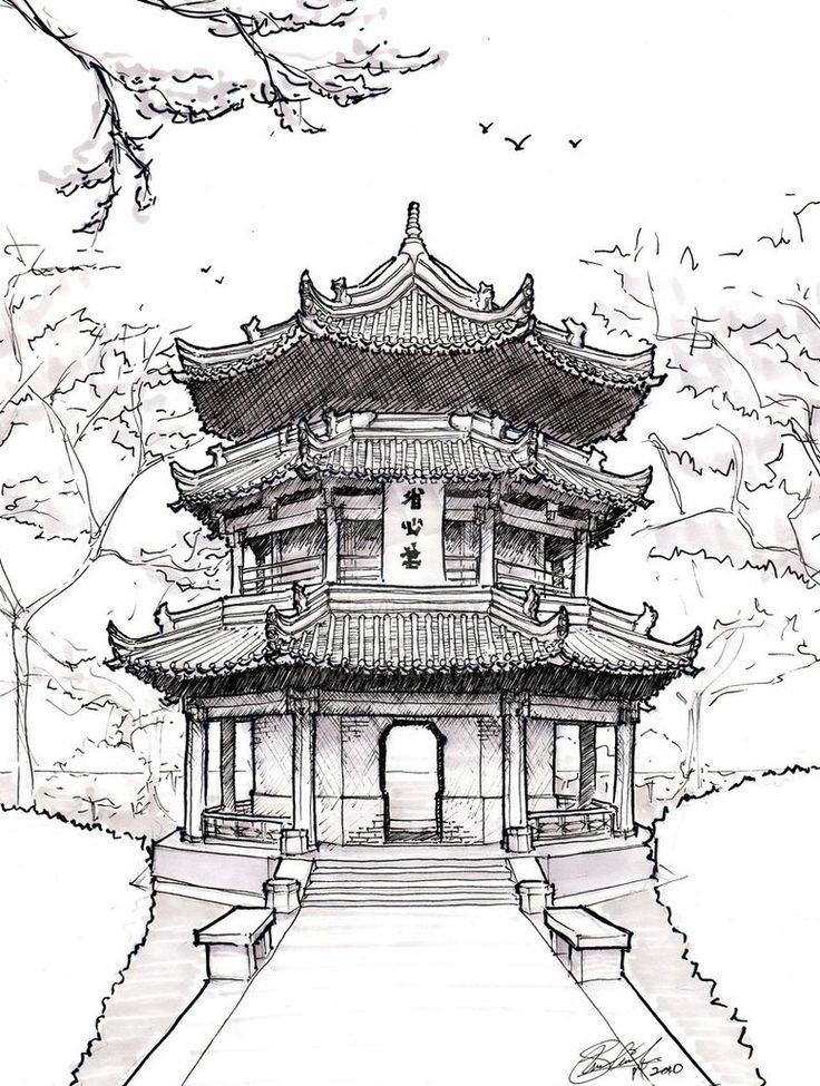 Sketch Japanese Temple Tattoo Circuit: Hình minh họa có sẵn 2018533022 |  Shutterstock