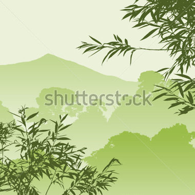 Bamboo Forest Landscape Background - Calm Nature Vector Art