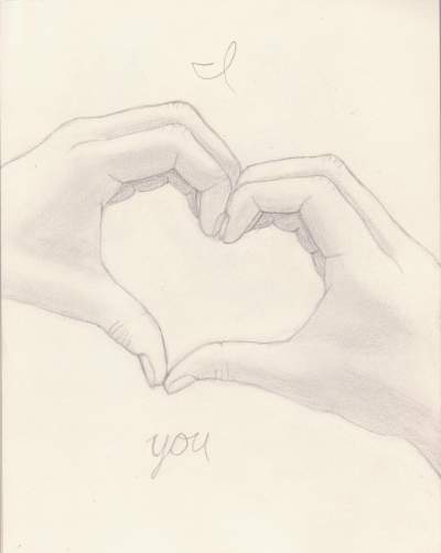 hand heart drawings in pencil