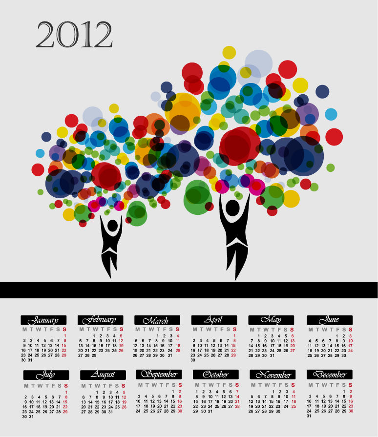 2012 Calendar with Artistic Tree Design - Free Download & Print