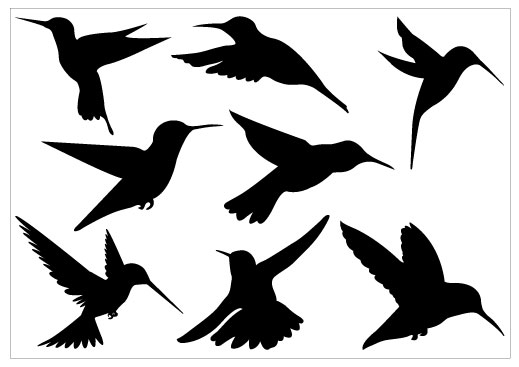 Humming bird Silhouette Clip Art Pack TemplateSilhouette Clip Art