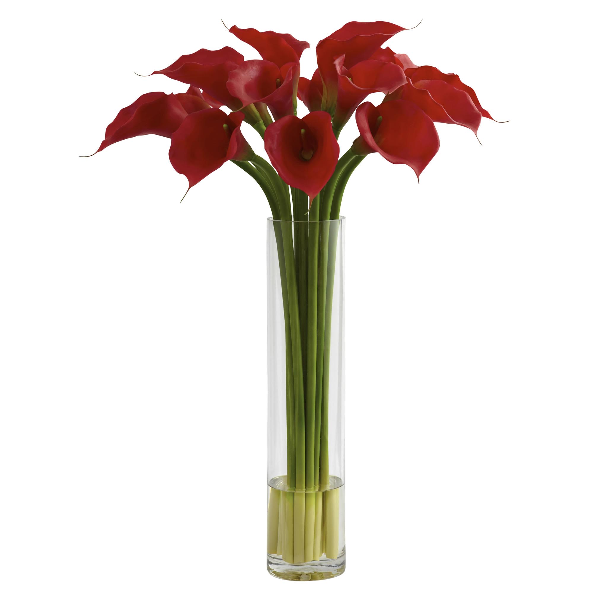 Silk Red Calla Lily Arrangement in Large Cylinder Vase 1347