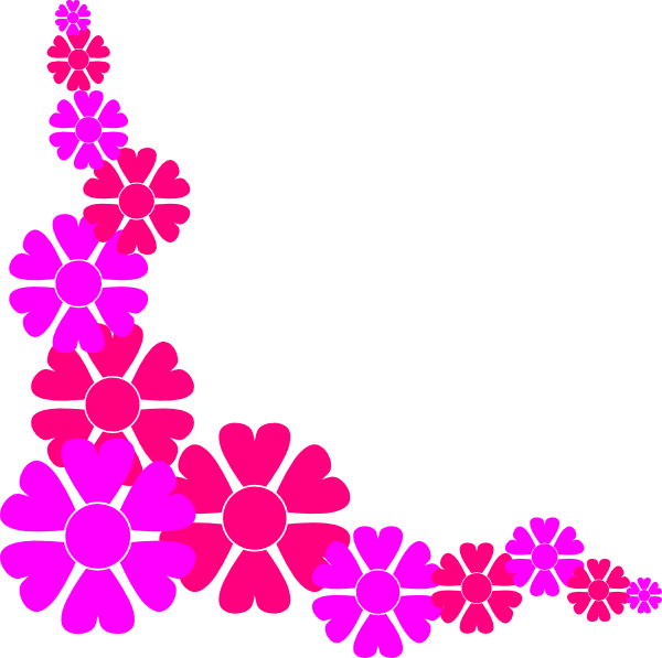 Pink Floral Corner Border Graphic - Free Decorative Clipart