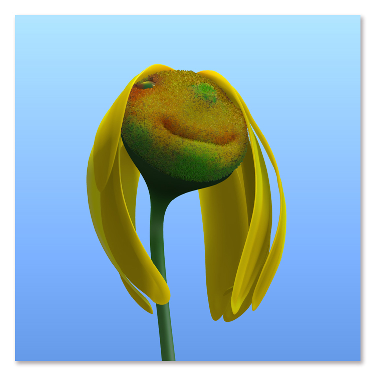 Smiling Sunflower Digital Art - Whimsical Floral Illustration