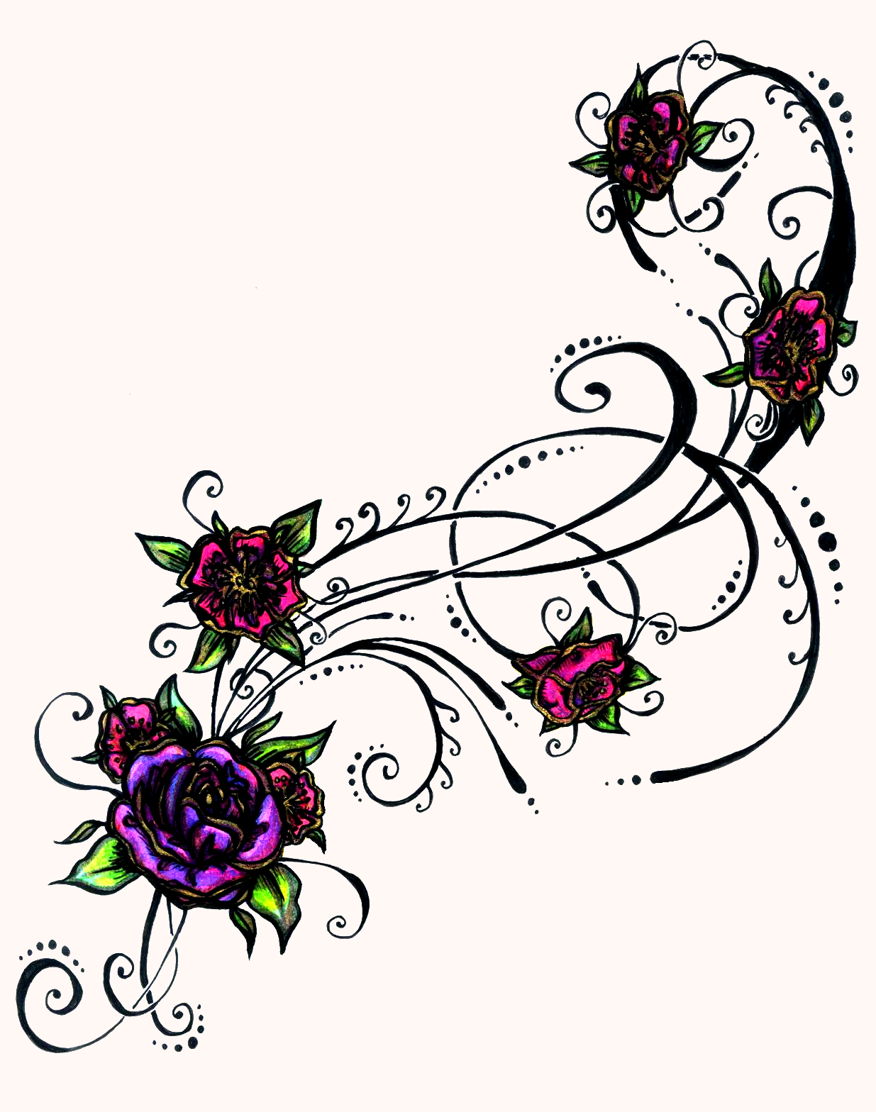 Fineline Flower Tattoo Design – Tattoos Wizard Designs