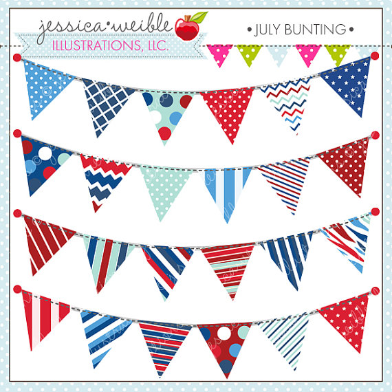 July Bunting - Decorative Clipart Graphics for Commercial or 
