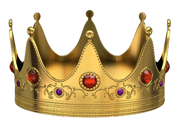 Golden Crown with Red Diamonds PNG Picture