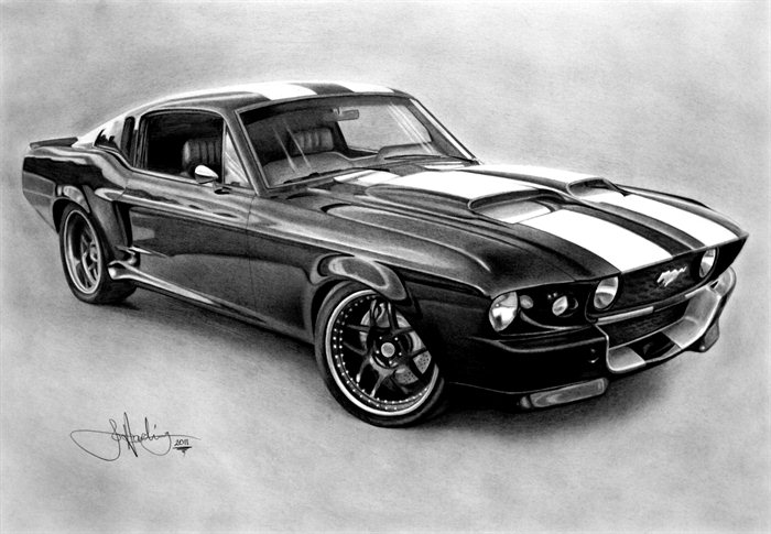Mustang Car Drawing Picture  Drawing Skill