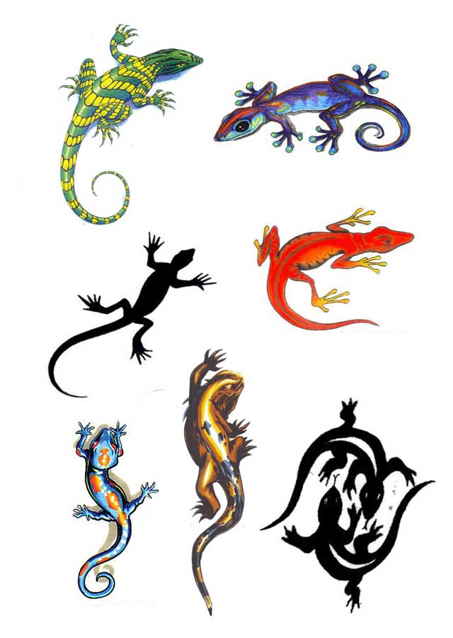 Lizard Tattoo Set, Set of Labels and Elements. Vector Set Illustration  Template Tattoo. Stock Vector - Illustration of tribe, people: 201829340