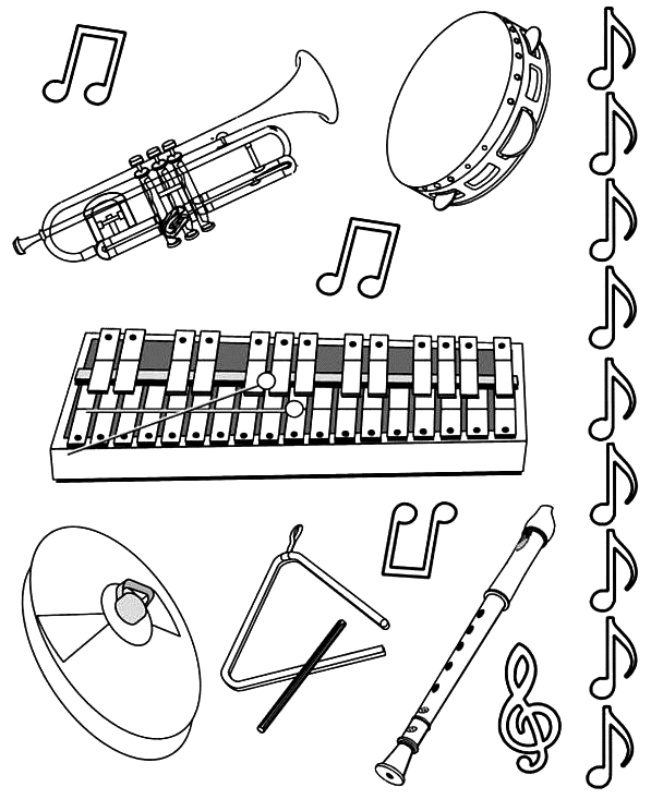 Musical Instruments One Line Art. SVG, PNG,EPS