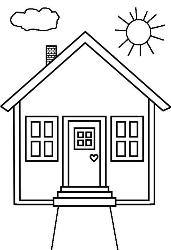 Download A House With Children And A Dog Coloring Page | Wallpapers.com