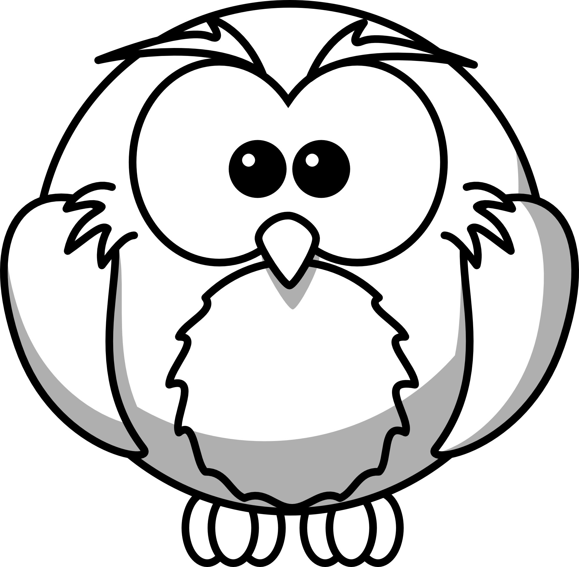 Cartoon Owl Black White Line Art Scalable Vector Graphics SVG 