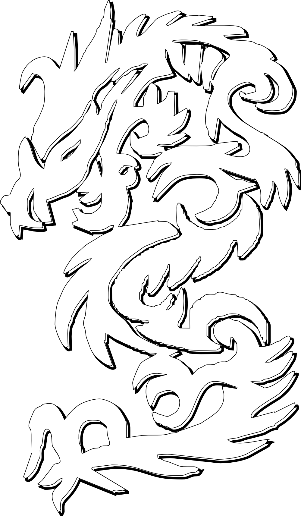 gustavorezende chinese dragon black white line art SVG 