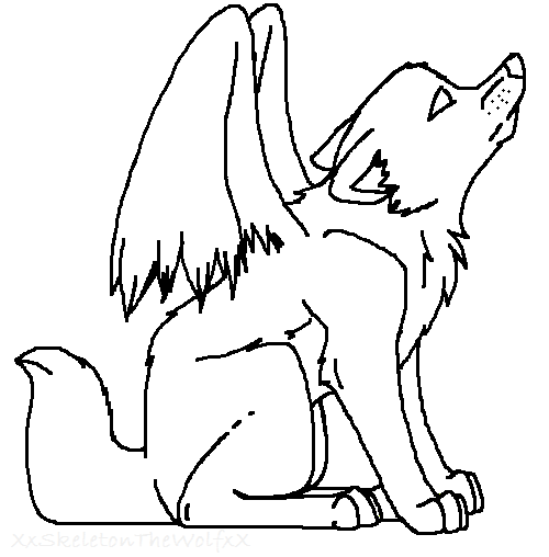 angel wolf lineart by XxSkelly-BooxX on Clipart library