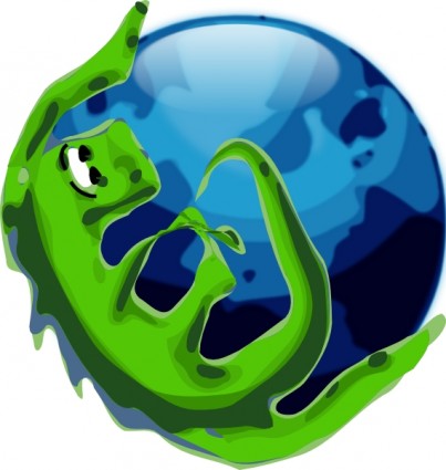 Eco-Friendly Lizard Embracing Earth - Environmental Conservation Symbol