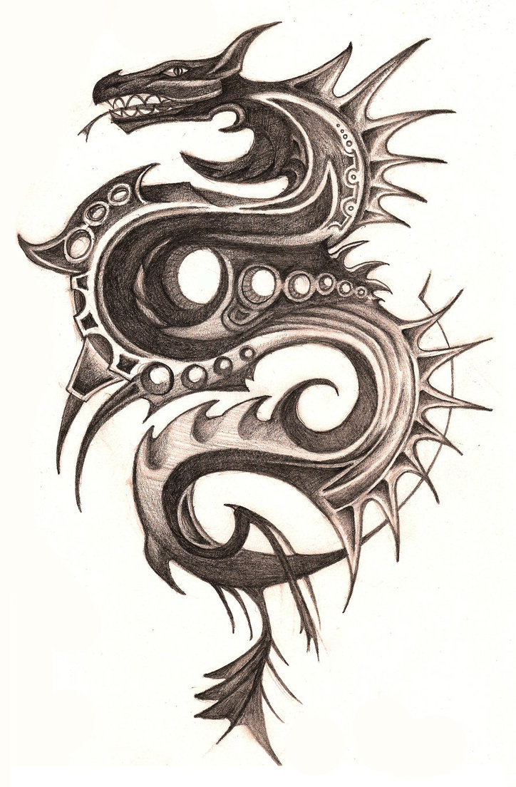 Tattoo Dragon Tribal Design