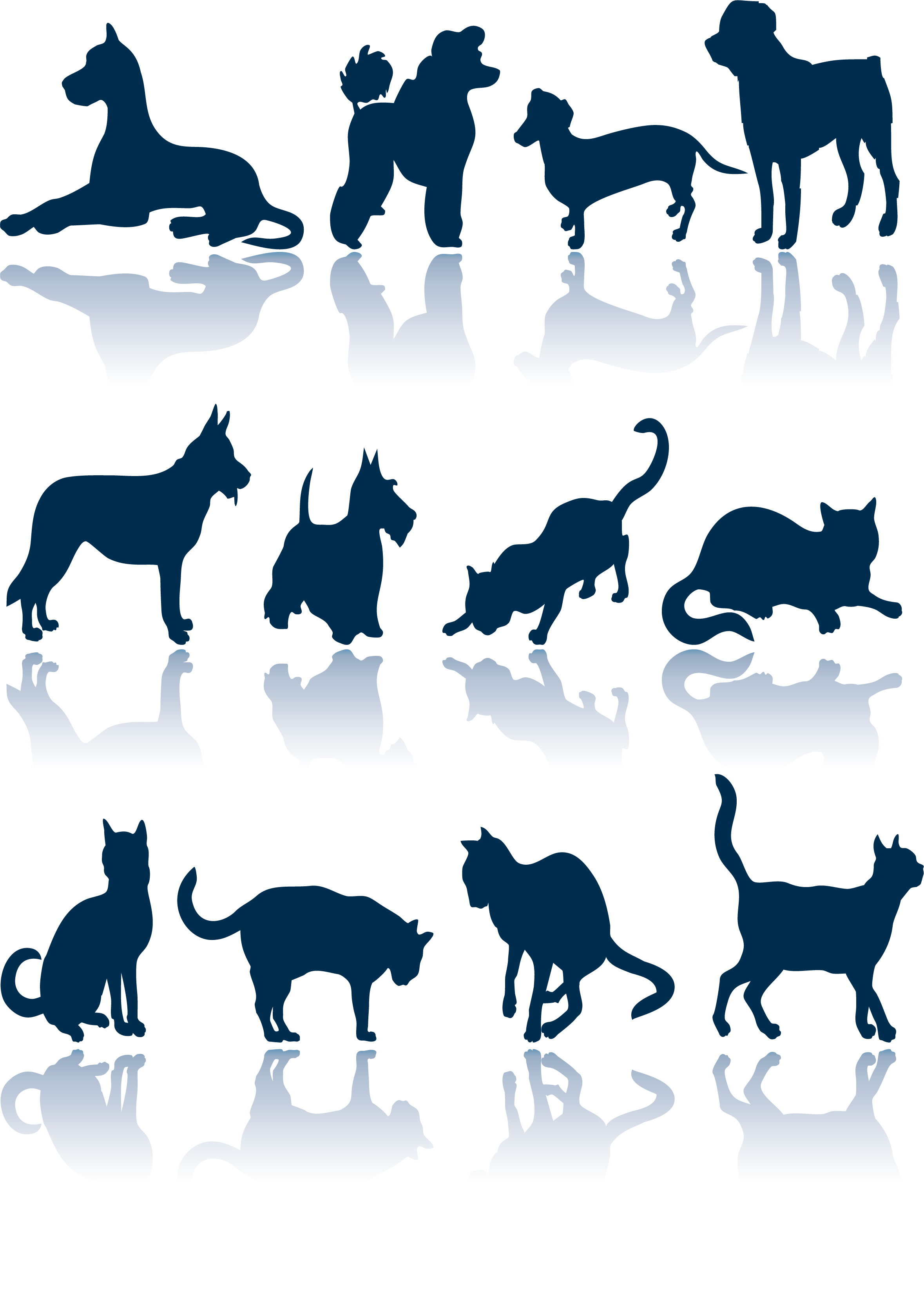 Cats and dogs silhouette vector Free Vector 