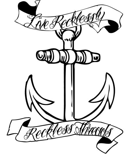 White Outline Anchor With Banner Tattoo Design 