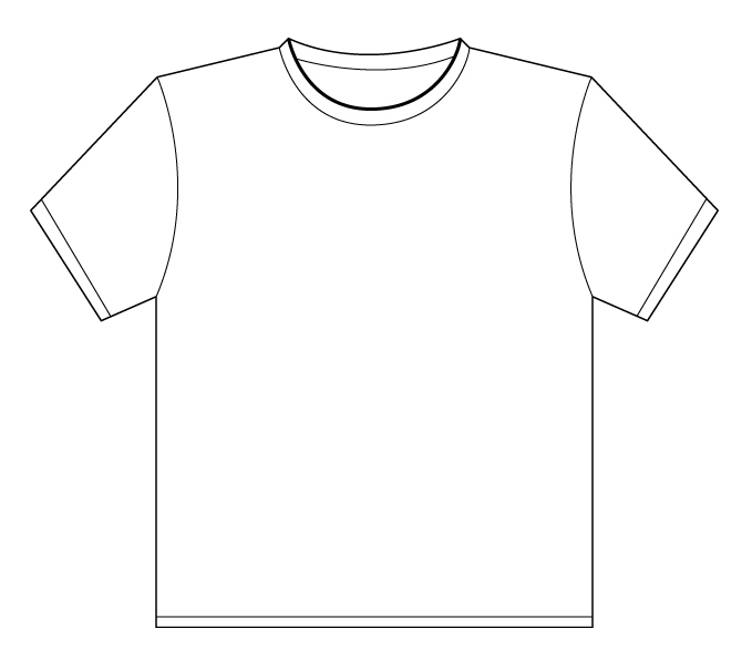 Plain White T-Shirt Template - Clean Vector Outline for Design & Customization