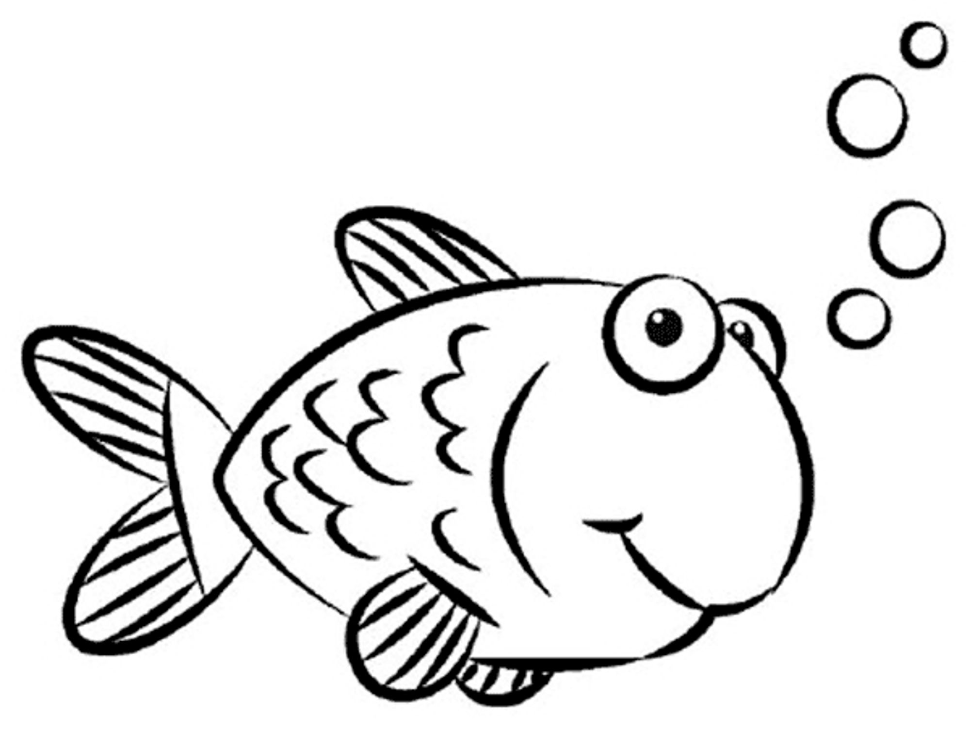 Fish Simple Coloring Easy Drawing Pages Drawings Line Printable Animals ...