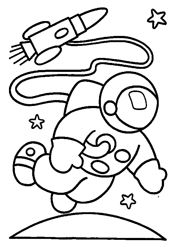 Astronaut and Rocket In Space Coloring Pages | Coloring - ClipArt 