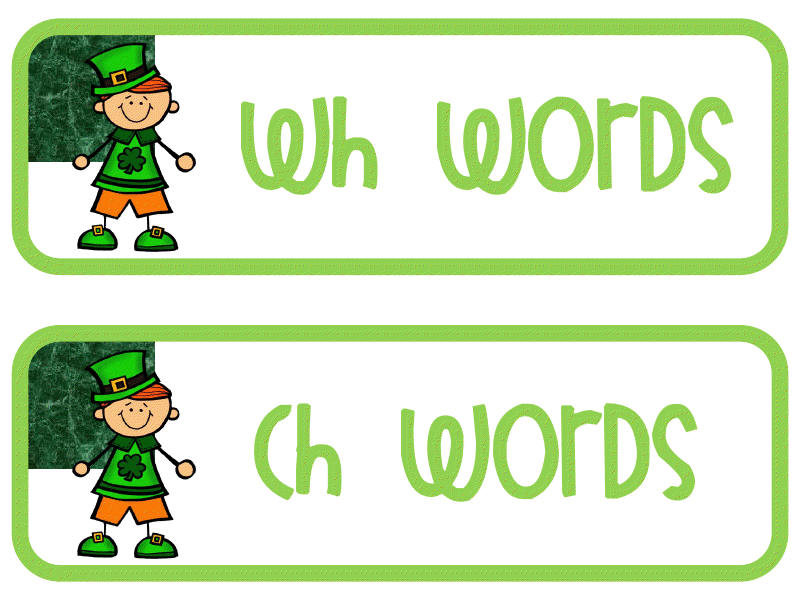 Wh Words and Ch Words Phonics Learning Banners - St. Patrick’s Day Theme
