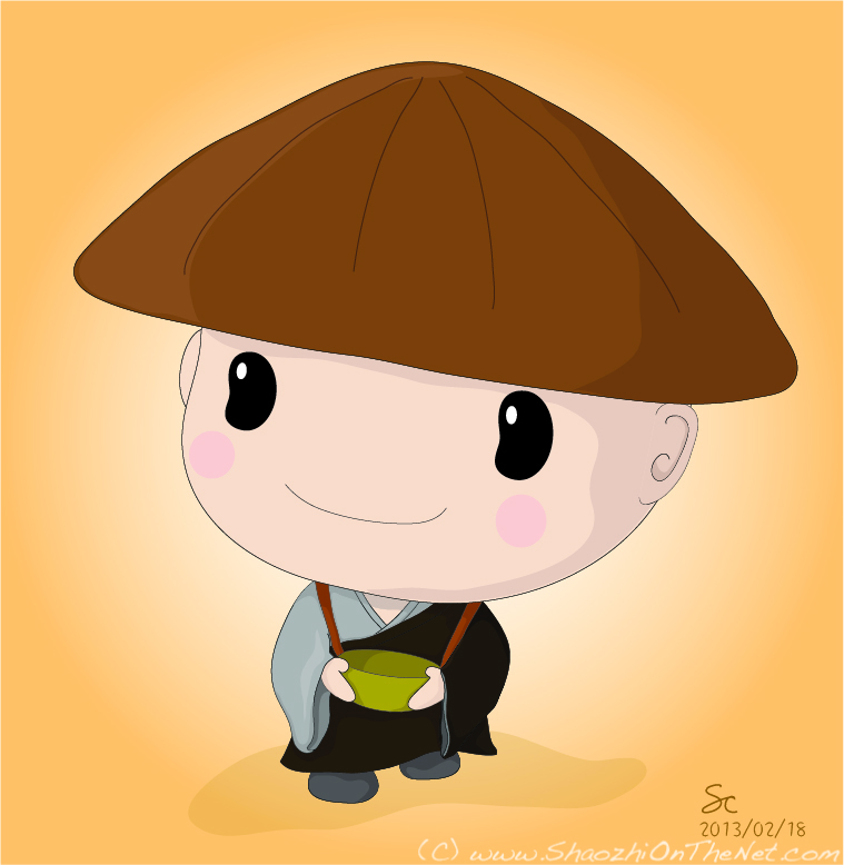 Charming Cartoon Monk Illustration - Traditional Asian Monastic Style
