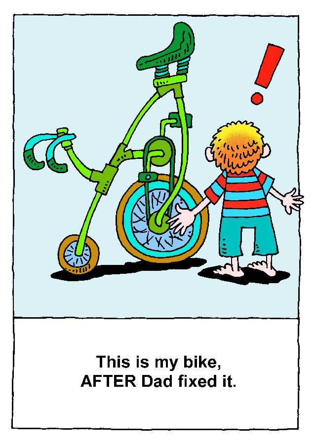 Funny Cartoon: Dad’s Over-the-Top Bike Repair Gone Wrong