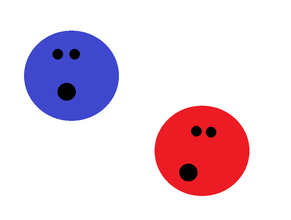 Blue and Red Bowling Balls - Fun Illustration for Bowling Enthusiasts