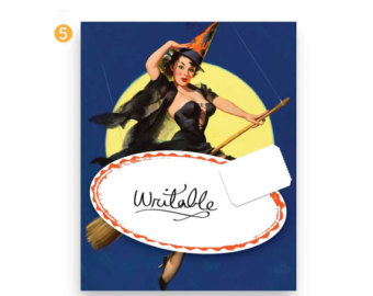 Vintage Witch Pin-Up Illustration - Downloadable Halloween Graphic