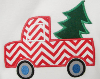 Festive Chevron Truck Embroidery Design - Holiday Craft & Apparel Decoration