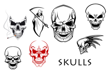 Skull Illustrations - Edgy Tattoo & Graphic Design Elements
